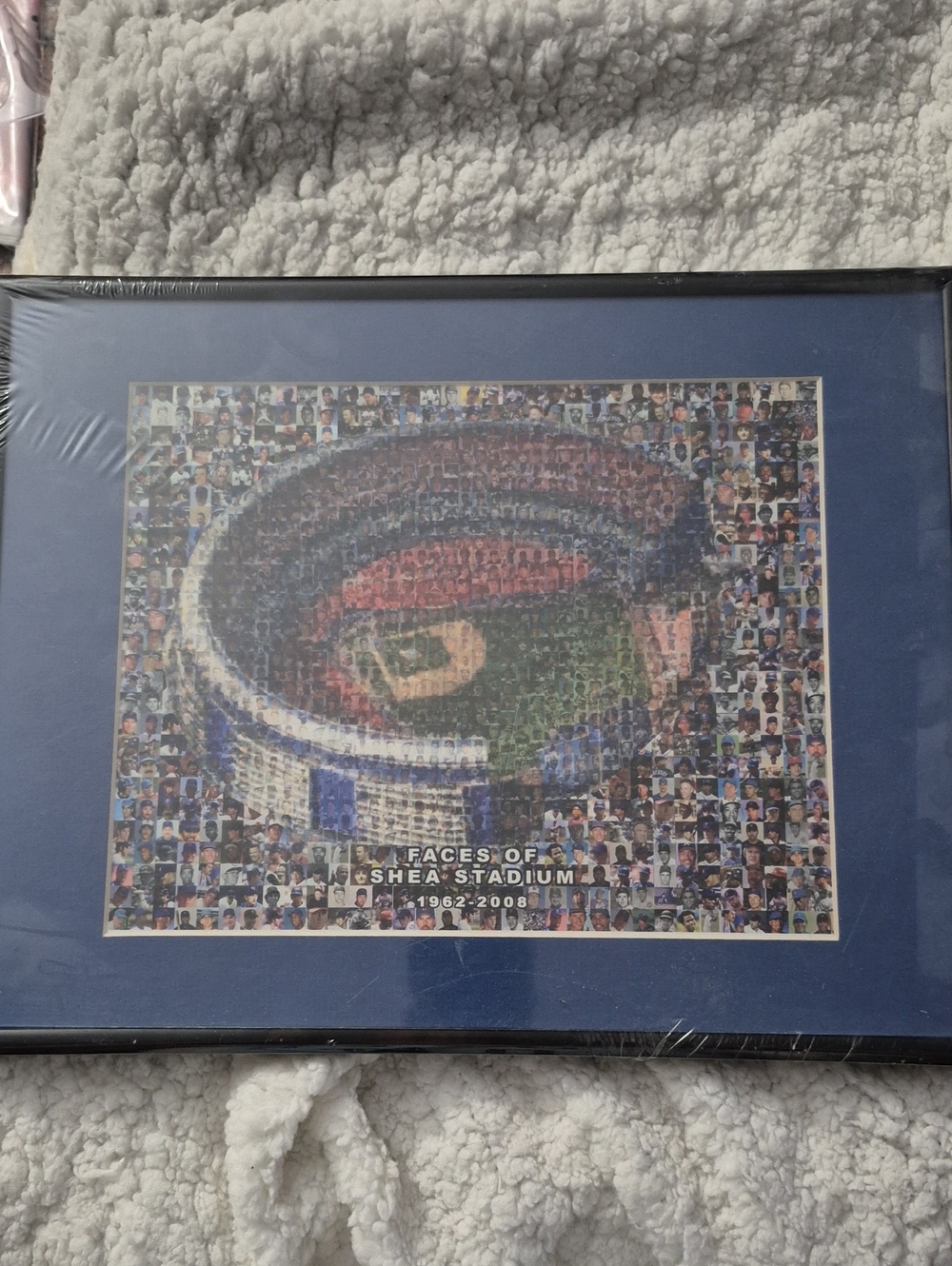 Faces of Shea Stadium Mosaic Art Print - Blue Accent